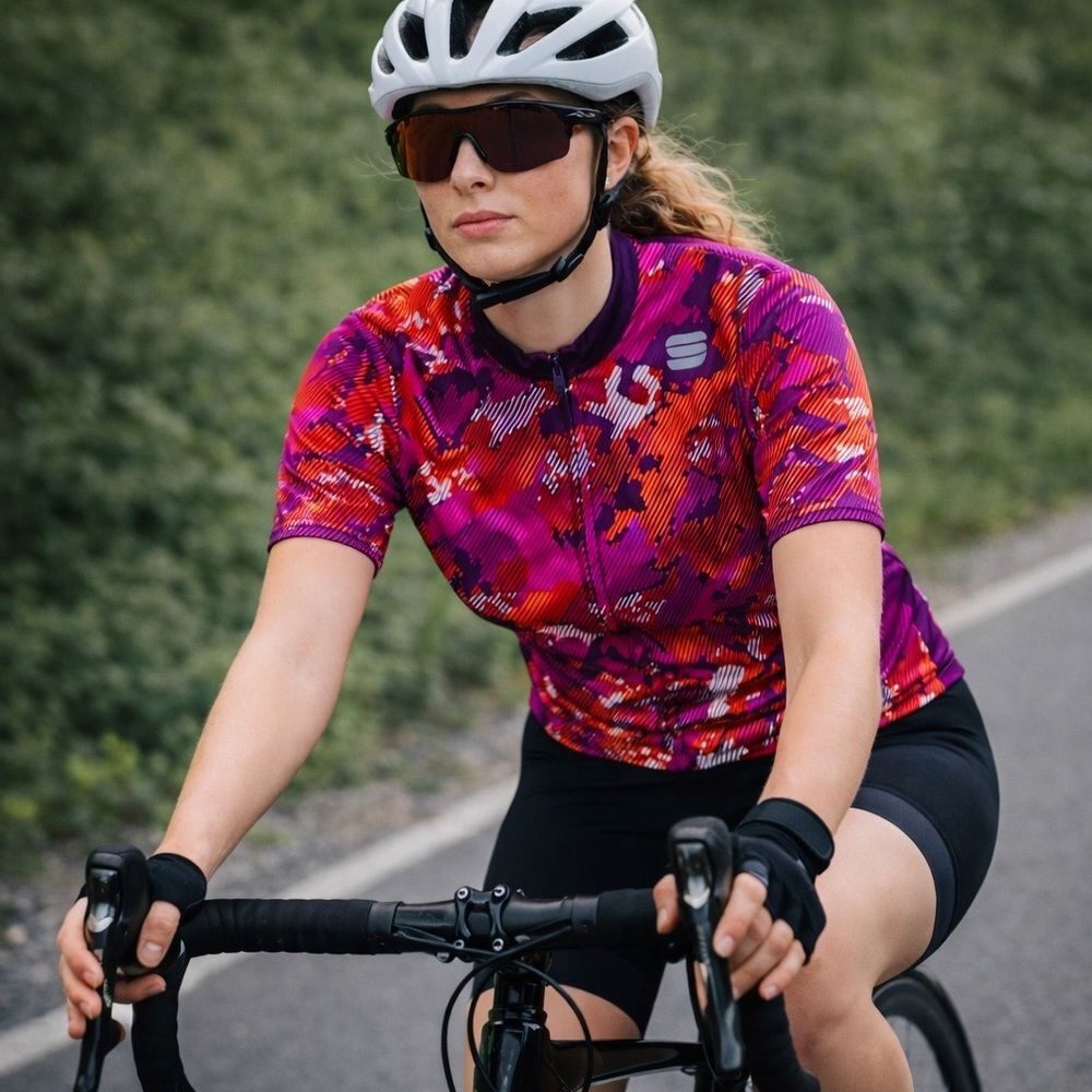 Sportful Cycling Jersey XS Pink Orange Abstract Print Full Zip Made in Italy